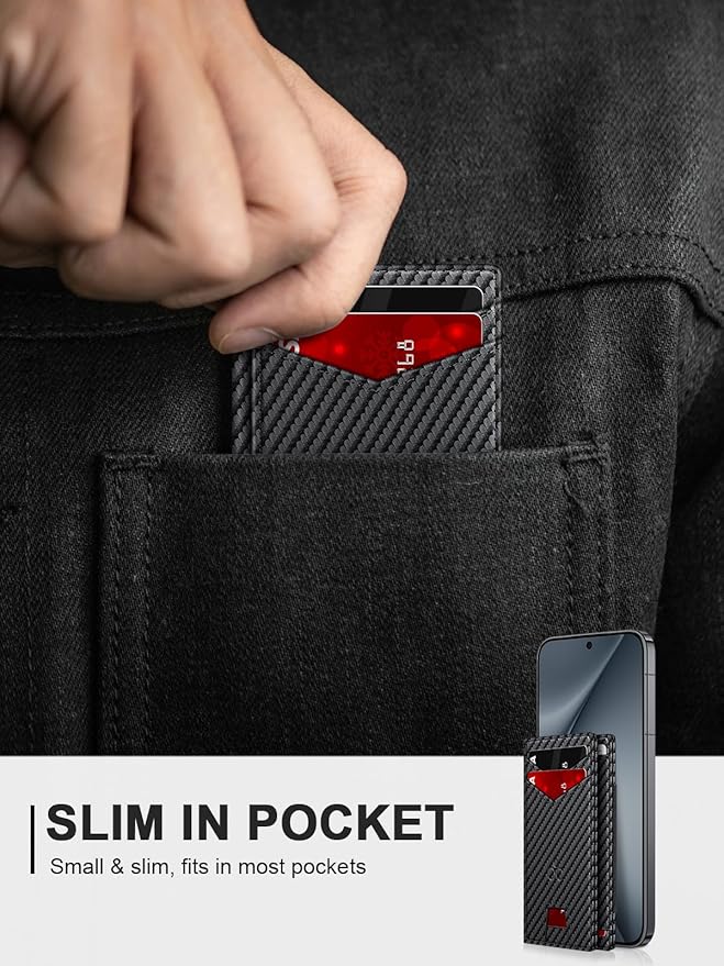 Wallet for Men Slim Leather Wallets for 9-13 Cards, RFID Blocking Thin Card Holder Wallet with ID Window & Stretchable Cash Slot, Minimalist Bifold Small Wallet for Front Pocket, Birthday Gift for Men