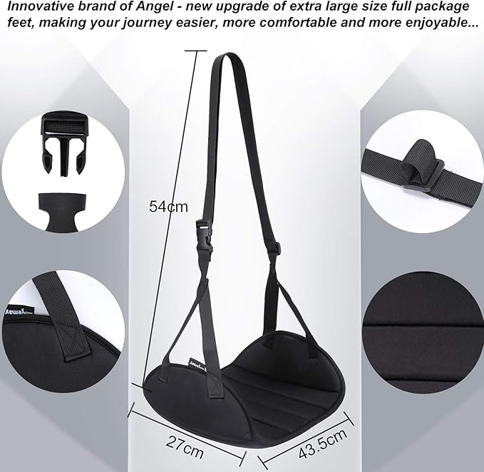 Upgraded Airplane Foot Rest (Premium Memory Foam) - Thickened Super-Size Airplane Foot Hammock to Relax Your Feet - Perfect Airplane Travel Essentials for Long Flight Plane Travel Foot Leg Rest