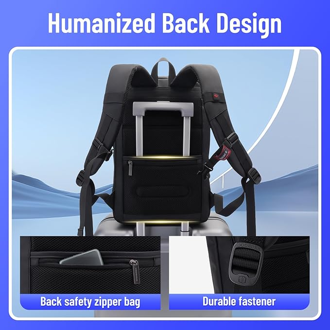 JODEBES Business Smart Backpack Waterproof fit 15.6 Inch Laptop Backpack with USB Charging Port and TSA lock,Travel Durable Backpack - Black