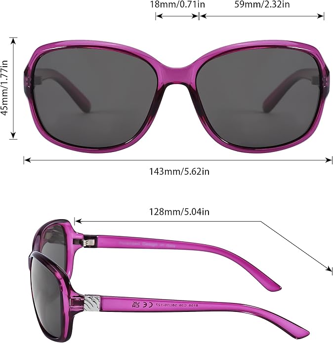 SIPHEW Polarized Sunglasses for Women | Vintage Square Sunglasses w UV400 Protection | Womens Wraparound Shade
