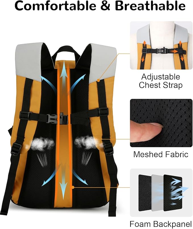 20L Small Waterproof Hiking Backpack with Chest Strap for Men Women, Lightweight Outdoor Daypack, Gray