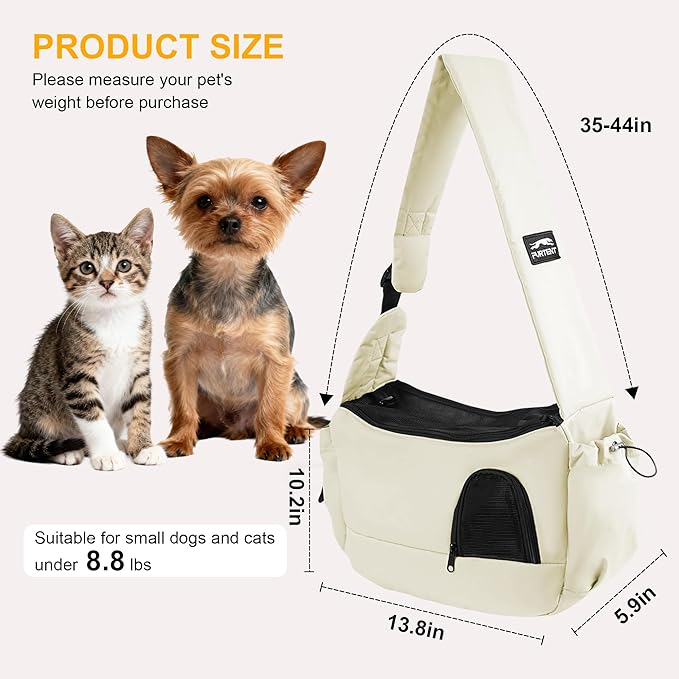 Dog Carrier Sling for Small Dogs & Cats Hand-Free Puppy Sling Purses with Storage Bag and Adjustable Shoulder Strap, Pet Sling Carrier Up to 8.8 Lbs (Yellow)