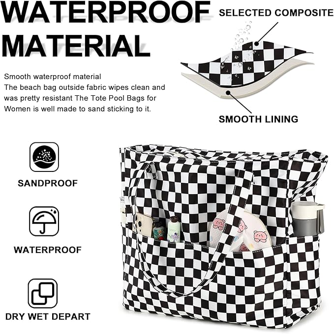 Bluboon Waterproof Beach Tote Pool Bags for Women Ladies Extra Large Carry On Bag With Wet Compartment for Weekender Travel