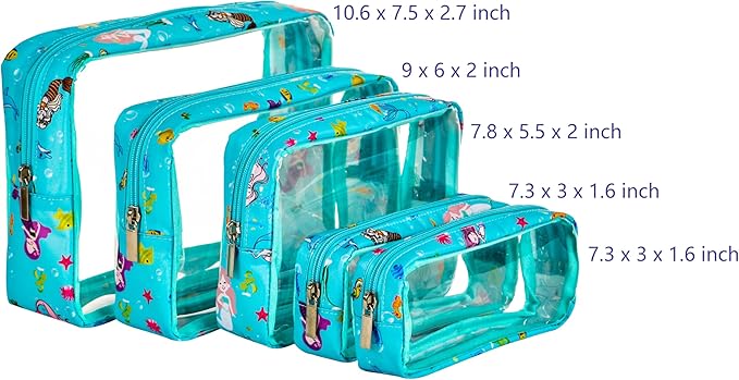 TSA Approved 5-Piece Diaper Bag Organizer Pouch Set Clear Waterproof TPU Kids Toiletry Storage Set Travel Packing Clutch Cube Bags for Baby Nursing