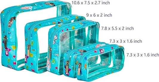 TSA Approved 5-Piece Diaper Bag Organizer Pouch Set Clear Waterproof TPU Kids Toiletry Storage Set Travel Packing Clutch Cube Bags for Baby Nursing