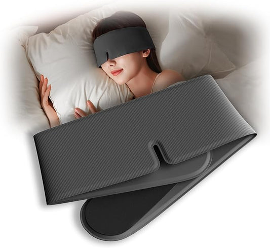 Sleep Mask for Man Women - Eye Masks for Sleep - Adjustable Breathable Sleeping Eyemask for Travel, Flight, Road Trip, Soft Pressureless Blackout Eye Covers Fits All Heads (Black)