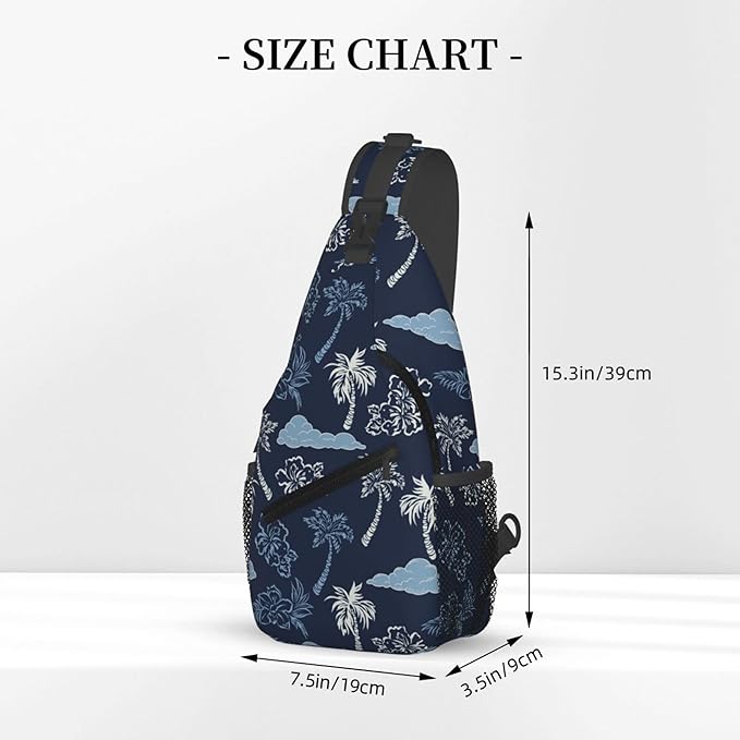 Hawaii Tropical Palm Sling Backpack Crossbody Bag Casual Chest Bags Travel Hiking Daypack Shoulder Bag for Women Men