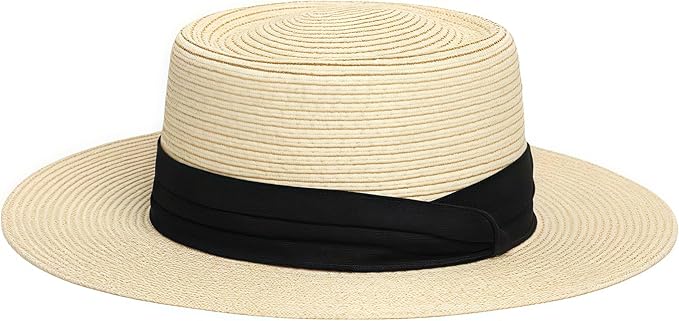Sun Hat - Foldable Straw Beach Sun Hat for Women UPF40+,Beige Strap Khaki