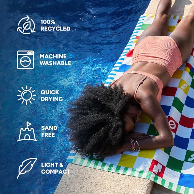 Dock & Bay Beach Towel - Quick Dry, Sand Free - Compact, Lightweight - 100% Recycled - Includes Bag - Uno, Wild Card - Extra Large (200x90cm, 78x35)
