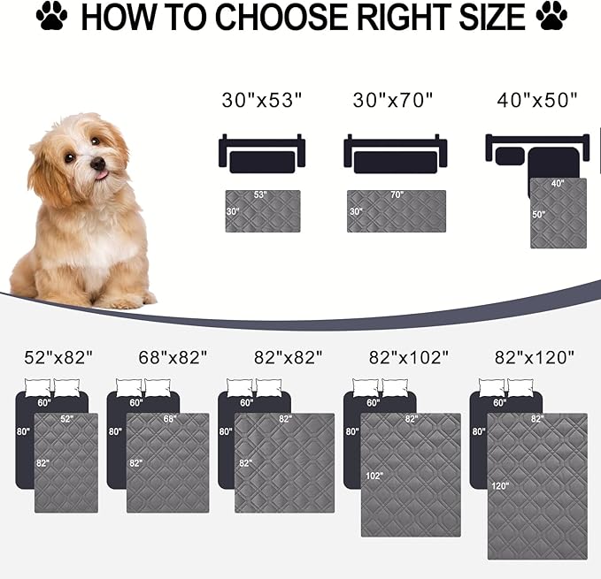 Smiry Waterproof Dog Blanket, 40x50 Inch Soft Pet Bed Cover Reversible, Washable Sofa Couch Furniture Protector for Small Medium Large Dog Puppy Cat, Geometric, Grey/Dark Grey