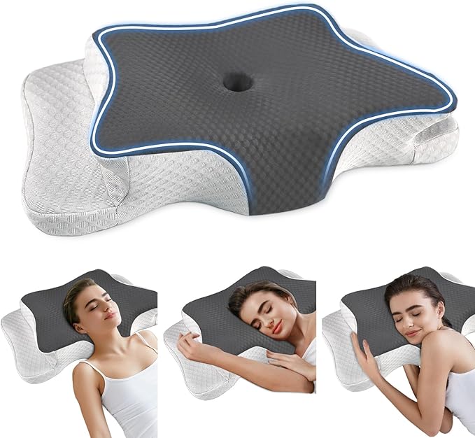 Pain Relief Cervical Pillow for Neck Support, Adjustable Ergonomic Pillow Cozy Sleeping, Odorless Orthopedic Memory Foam Pillows, Contour Bed Pillow for Side Back Stomach Sleeper