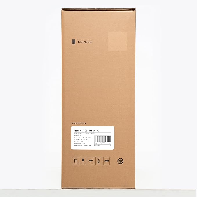 LEVEL8 Elegance Checked Luggage, 24 Inch Hardside Suitcase, Lightweight Matte Hardshell with Tsa Lock, Large Suitcases with Spinner Wheels, Navy Blue