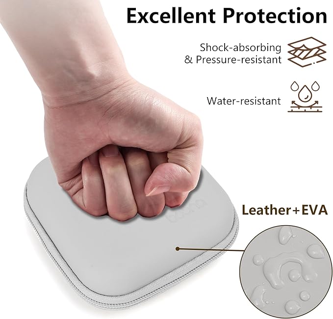 Charger Case for Macbook, Portable Tech Electronic Organizer Bag, Travel Storage Pouch for Laptop Accessories, MacBook Power Adapter, Charging Cords, USB Drives, Power Bank (Grey PU, M)