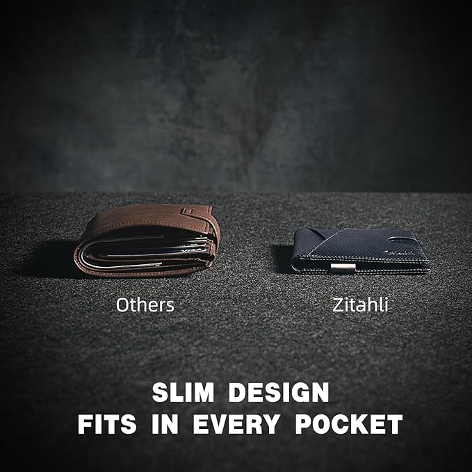 Zitahli Wallet for Men - with Money Clip Slim Leather Slots Credit Card Holder RFID Blocking Bifold Minimalist Wallets with Gift Box