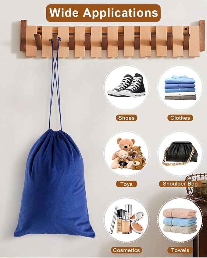 FantasyLife Shoe Bags for Travel, Washable Dust Bags for Storage & Packing, Flannel Shoe Pouch with Drawstring Closure for Purses, Handbags, Shoes & Toys (2, Palace Blue)