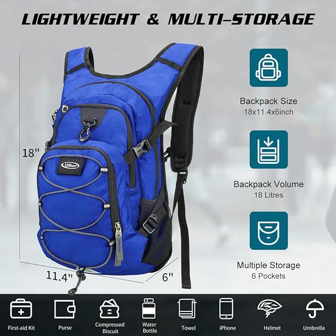 Hydration Backpack with 3L Water Bladder, Insulated Running Hydration Pack Hydropack, Lightweight Water Backpack for Hiking Cycling Camping Biking for Men Women