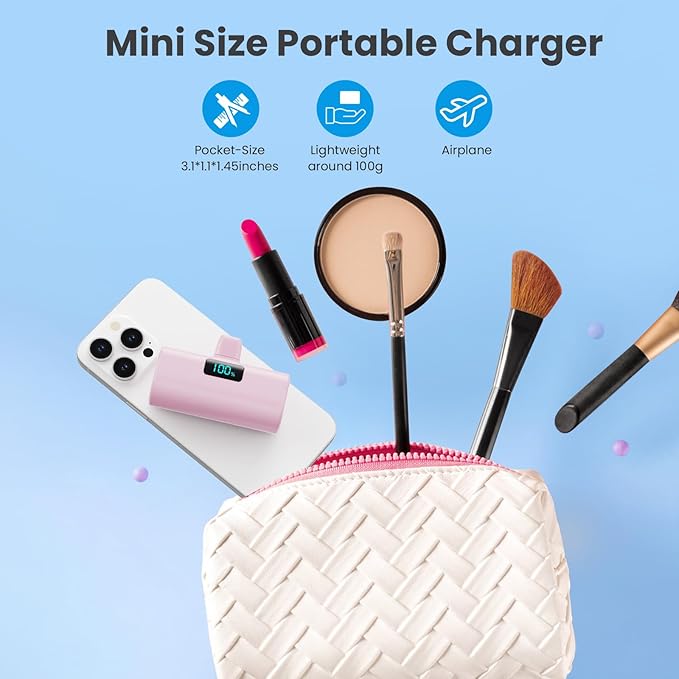 Mini Portable Charger for iPhone 17/16,Upgraded 5500mAh PD USB C Power Bank,Travel Essentials Pocket Phone Charger Battery Pack for iPhone 17/17 Pro Max/16/16 Pro/15 Series,Samsung Galaxy Android etc