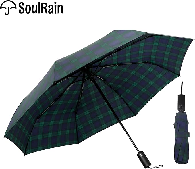 SoulRain Travel Umbrella - Compact Umbrella for Rain - Perfect Large Auto Folding Umbrella - Ideal Car umbrella, Small umbrella, and Travel Companion