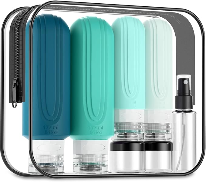 16 Pack Travel Bottles for Toiletries, Oversize 6oz Silicone Travel Containers jar for Toiletries, Leak Proof Refillable Liquid Shampoo And Conditioner Travel Essentials toiletry Bottles