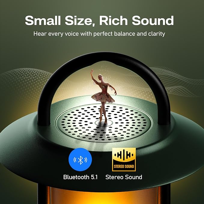 Hompavo Gen2 Outdoor Bluetooth Speakers with Flame Light, 13-Color/3-Mode, HD Stereo Sound, Wireless Stereo Pairing, IP65 Waterproof Lantern for Patio Garden Party Camping, Gifts for Men Birthday