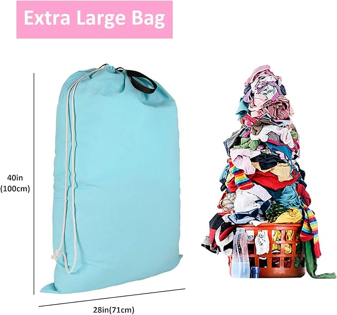 SWISSELITE Laundry Bag with Handle and Drawstring, Large Heavy Duty Laundry Bag, 28 x 40 Inches Travel Dirty Clothes Bag for Laundromat and Household