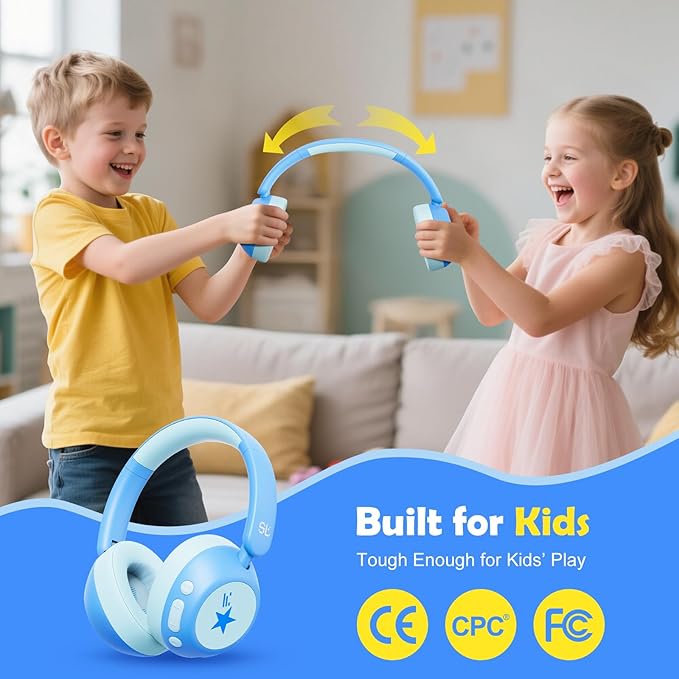 Nova1Star Active Noise Cancelling Headphones for Kids, 70H Play Time,Bluetooth6.0,3-Level Volume 75/85/94dB,ANC Safe Wireless Listen, Fast Charging,with Mic,for School,Travel & Airplane