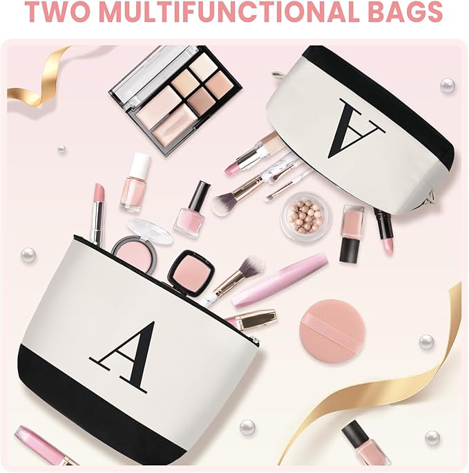 BAGAIL Initial Tote Bag, Personalized Birthday Gifts for Women, Teacher, Friends, Mom, Wedding, Monogrammed Beach Bag