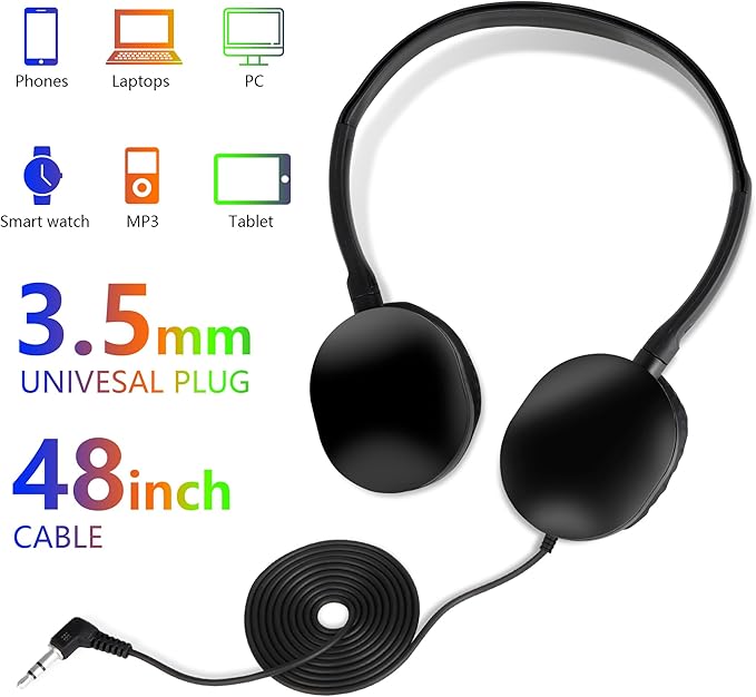 Kids Headphones Bulk 30 Pack for School Students Children Teen Boys Girls,Wholesale Headphones for Classroom,Group Learning, Computer Lab, Library, Online Lesson and Testing (Black)