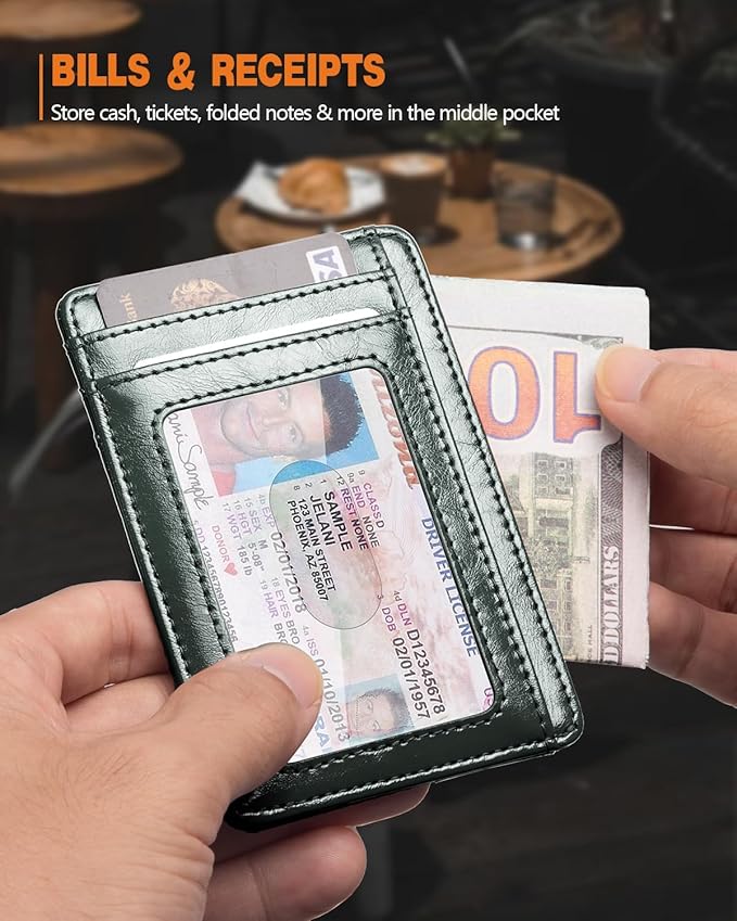 RUNBOX Slim ID Cases Minimalist Front Pocket RFID Blocking Leather Wallets for Men and Women Card Holder Wallets Gifts for men