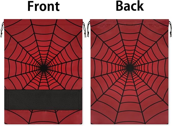 Spiders Red Web Travel Shoe Bag Waterproof Portable Shoe Bags for Storage with Drawstring Breathable Mesh Washing Organizer for Laundry Sneakers Boots Dance Shoes