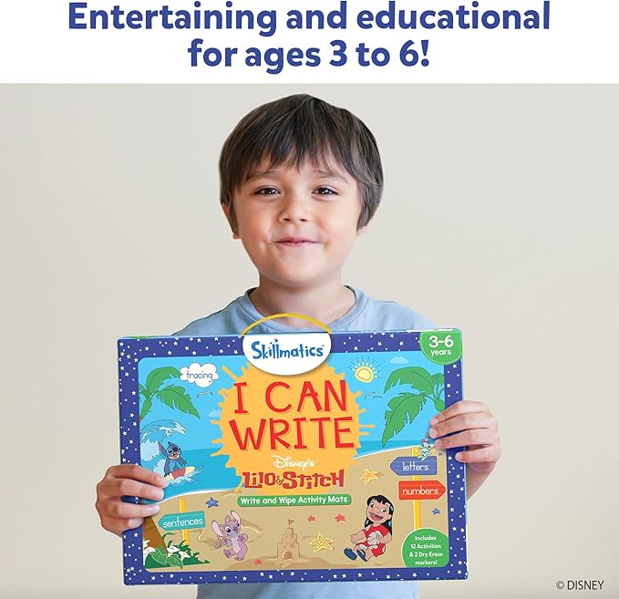 Skillmatics I Can Write Disney's Lilo & Stitch - Reusable Preschool Learning Activities, Educational Toy and Game, Back to School Supplies, Gifts for Students, Kids, Toddlers Ages 3, 4, 5, 6