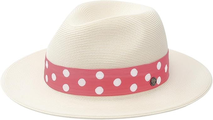 Pineapple&Star Sun Straw Fedora Beach Hat Fine Braid UPF50+ for Women
