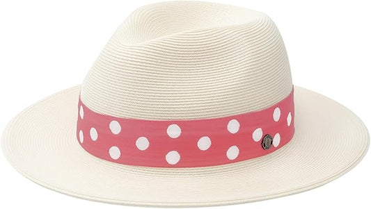 Pineapple&Star Sun Straw Fedora Beach Hat Fine Braid UPF50+ for Women