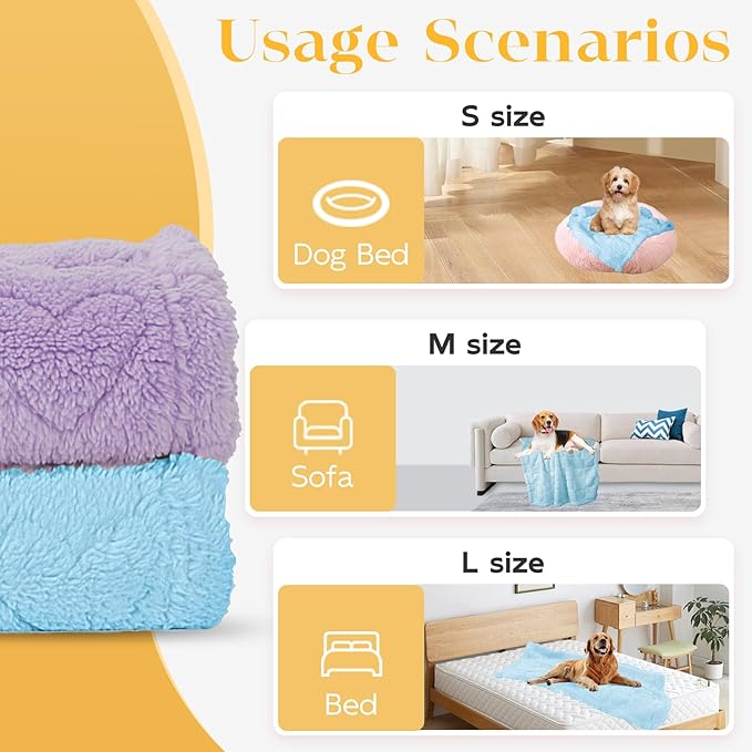 MACEVIA Fluffy Fleece Dog Blankets,Warm Soft Fuzzy Pets Blanket for Puppy,Small,Medium,Large Dogs and Cats,Plush Pet Throws for Bed,Couch,Sofa,Travel(29x40 Inch, Light Blue)