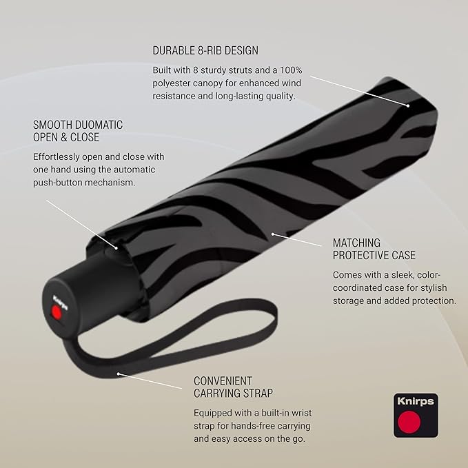 Knirps A.200 Medium Duomatic Windproof Umbrella for Adults – Automatic Open Close 38.5" Canopy, Travel Case Included