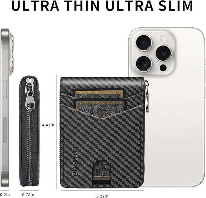 Men’s RFID Blocking Zipper Wallet with 2 ID Windows - Large Capacity Design, 13 Credit Card Slots