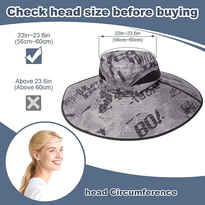 Super Wide Brim Fishing Hat for Men and Women,UPF50+ Waterproof Bucket Hat for Fishing, Hiking, Camping