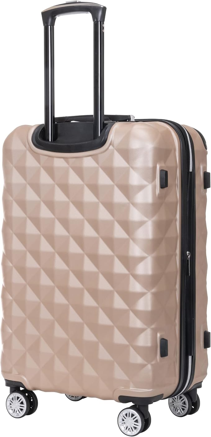 Kenneth Cole REACTION Diamond Tower Collection Lightweight Hardside Expandable 8-Wheel Spinner Travel Luggage, Rose Champagne, 24-Inch Checked