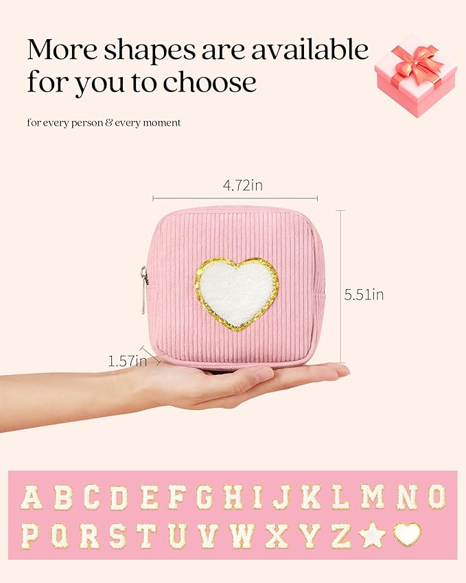 Pocmimut Preppy Makeup Bag,Travel Toiletry Bag,Monogrammed Gifts for Women,Personalized Birthday Gift for Sister Friends,Cute Stuff for Girls,Love