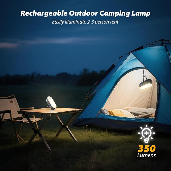 Portable LED Camping Lantern, Rechargeable Motion Sensor Lights, USB Lightweight Hanging Tent Lights, IPX5 Waterproof Emergency Magnet Light for Indoor Outdoor Power Outages Hiking Hurricane