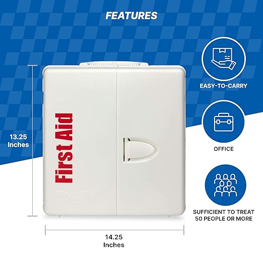 First Aid Only 1000-FAE-0103 SmartCompliance 50-Person OSHA Compliant First Aid Kit for Business, Large Plastic First Aid Cabinet with Medications, 245 Pieces