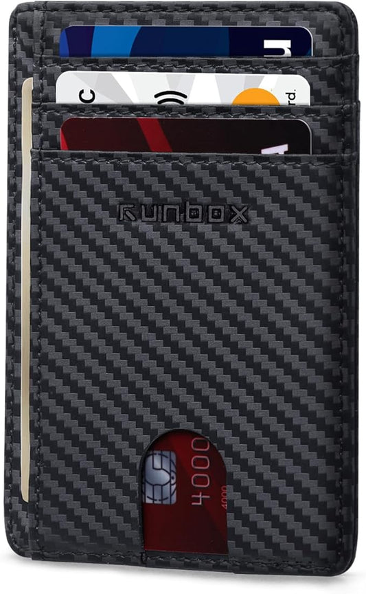 RUNBOX Slim ID Cases Minimalist Front Pocket RFID Blocking Leather Wallets for Men and Women Card Holder Wallets Gifts for men