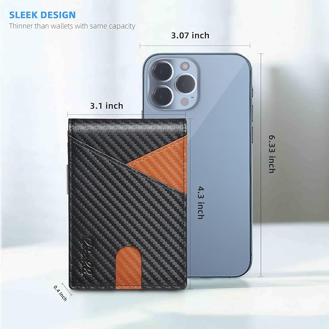 Zitahli Wallet for Men - with Money Clip Slim Leather Slots Credit Card Holder RFID Blocking Bifold Minimalist Wallets with Gift Box