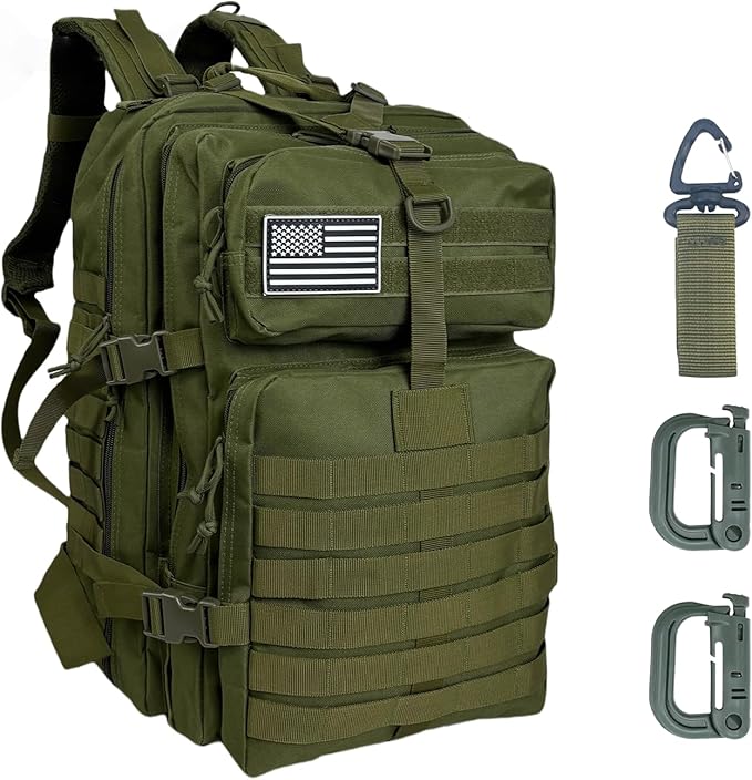 50L Large Military Tactical Backpack Molle Army Assault Pack for Travel Camping Hiking Fishing Backpack for men (green)