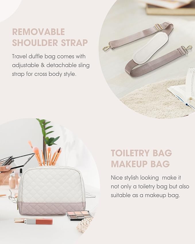 Travel Duffle Bag Weekender for Women: Travel Duffel Bag Carry-On Overnight Bag with Shoe Compartment & Wet Pocket Large Weekend Tote Bag withGym Duffel Bag for Hospital Beige