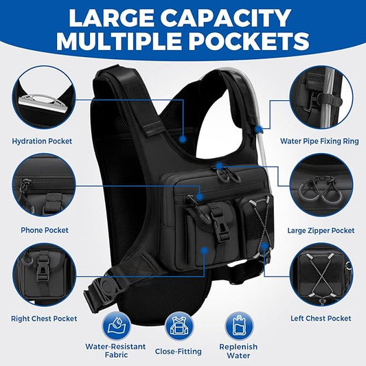 Criuage USA Original Patent Running Hydration Vest Backpack, Lightweight Chest Pack with 2.0L Water Bladder Bag Daypack for Hiking Running Cycling Race Marathon for Women Men