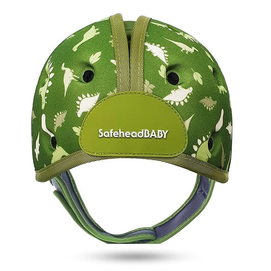 SafeheadBABY Soft Baby Head Protector Helmet for Crawling and Walking 7–24 Months – Ultra-Lightweight & Breathable Infant Safety Helmet That Grows with Your Baby (Head Circ. 40–52 cm) – Dino Green
