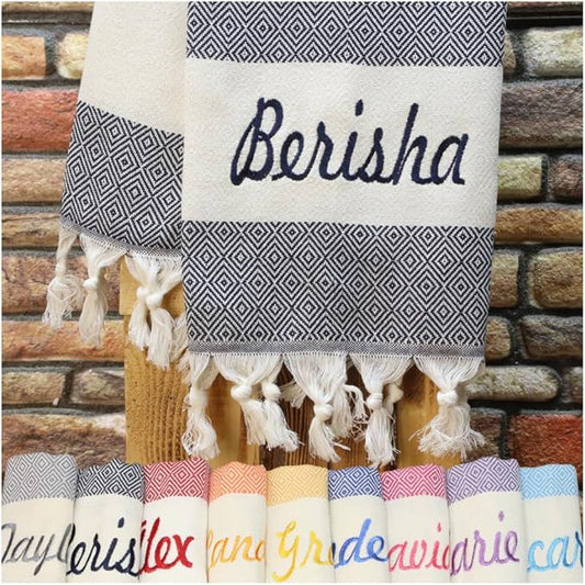 40x70 Personalized Beach Towel - Navy Blue, Beach Bachelorette & Bridesmaid Gift, Girls Trip & Wedding Gift, Home Decor