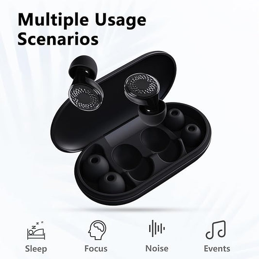 Ear Plugs for Sleeping Noise Cancelling, 45dB for Noise Reduction, Noise-Reducing Earplugs for Sleeping, Concerts, Shooting, Silicone Hearing Protection Earbuds with 8 Eartips (Black, One Size)