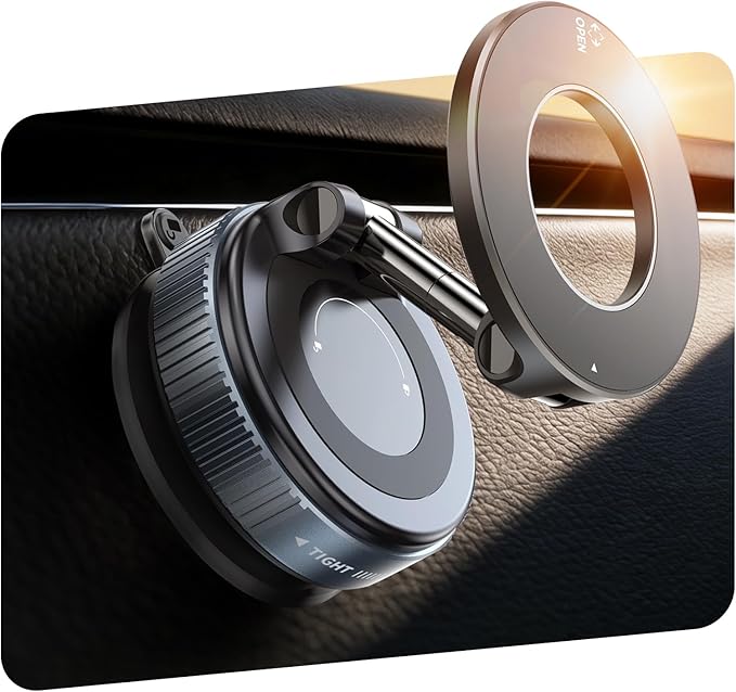 360 Adjustable Vacuum Magnetic Phone Holder for Car, 118LBS Nano Gel Suction Cup Phone Mount, Universal 360 Dashboard Phone Holders for Your Car for Magsafe iPhone 17 16 Air Pro Max